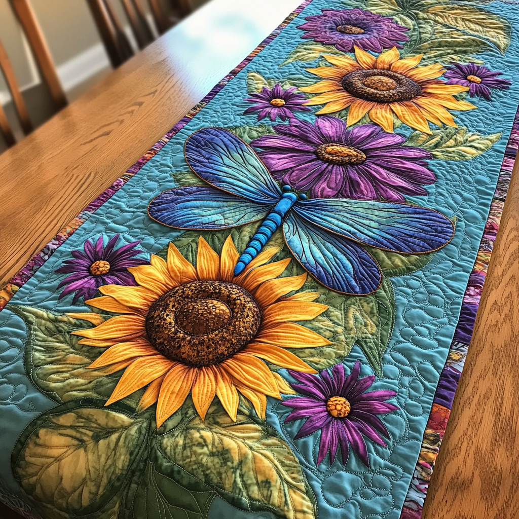 Radiant Dragonfly Quilted Table Runner Kitchen Table Decor Ideas Dragonfly Themed Gift Items