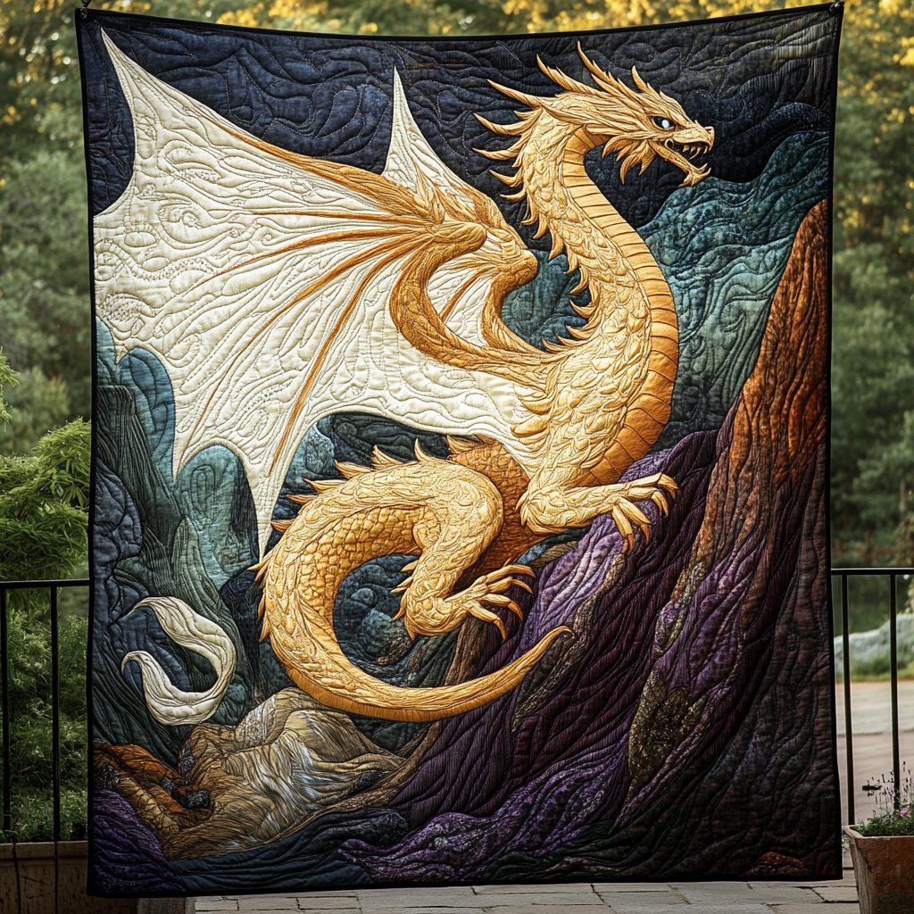 Radiant Drakon Quilted Blanket Unique Dragon Gifts