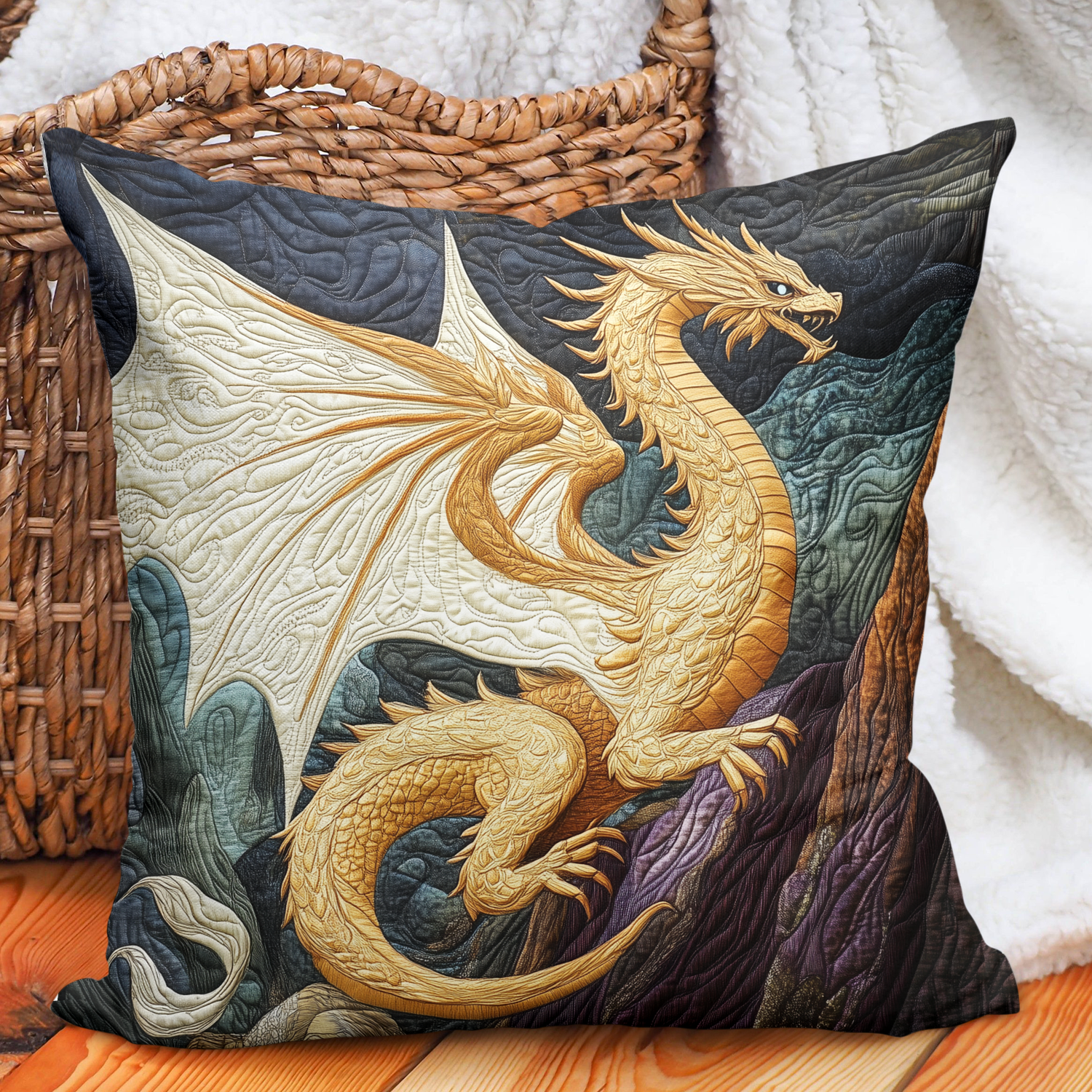 Radiant Drakon Quilted Pillow Case Quilted Christmas Pillow Cover