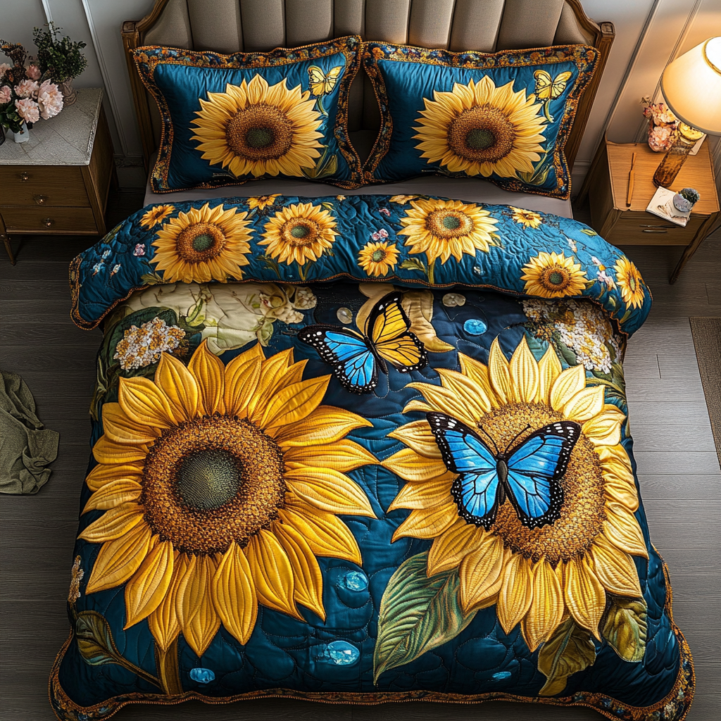 Radiant Flight Quilted Bedding Set Bed Room Decoration Great Butterfly Lover Gift Ideas