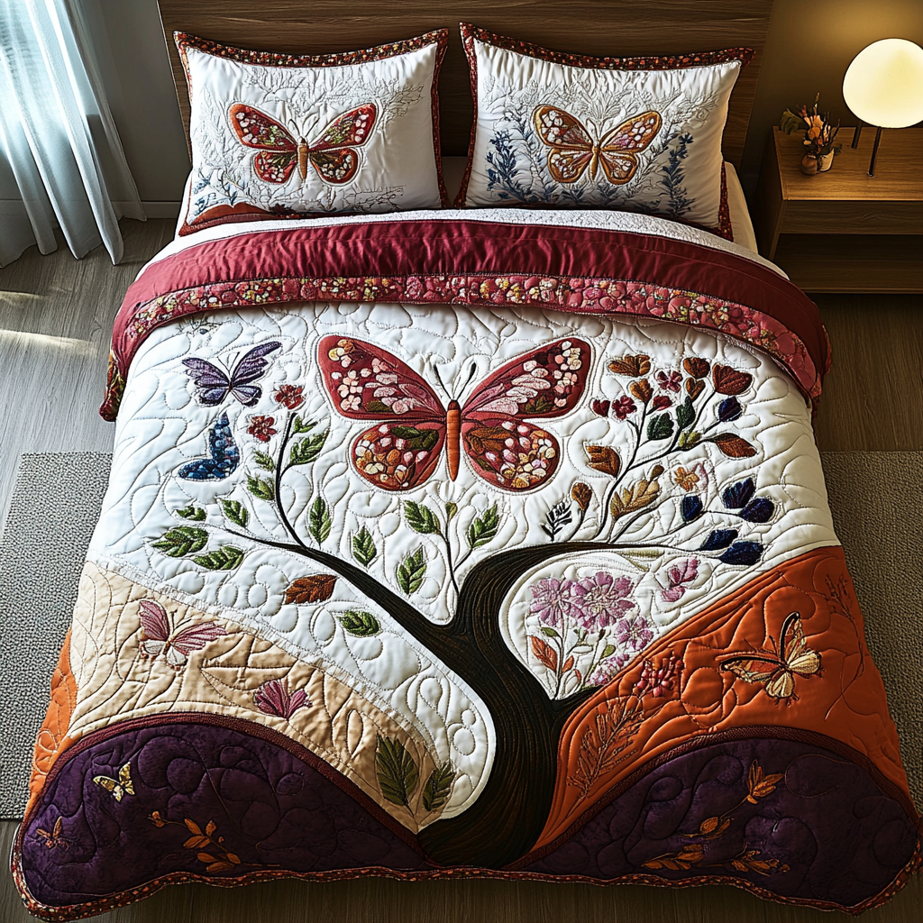 Radiant Flight Quilted Bedding Set Bedroom Decor Butterfly Gifts For Mom