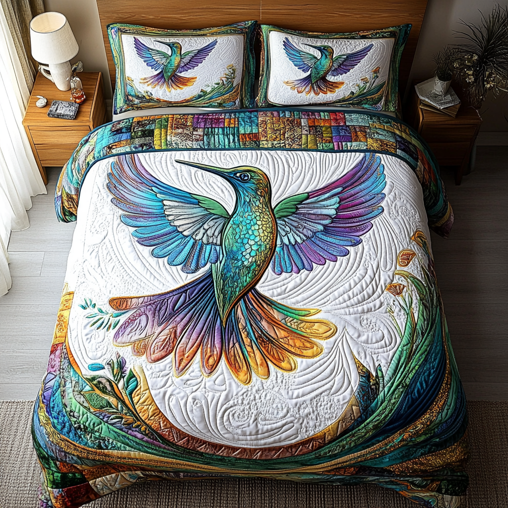 Radiant Flight Quilted Bedding Set Heartwarming Bedding Gift for Loved Ones