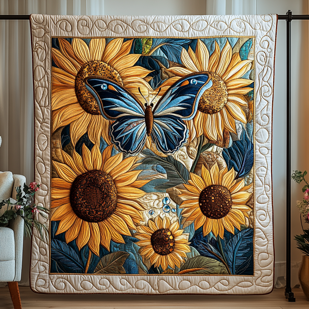 Radiant Flight Quilted Blanket Cool Throw Blanket Butterfly Gifts For Her