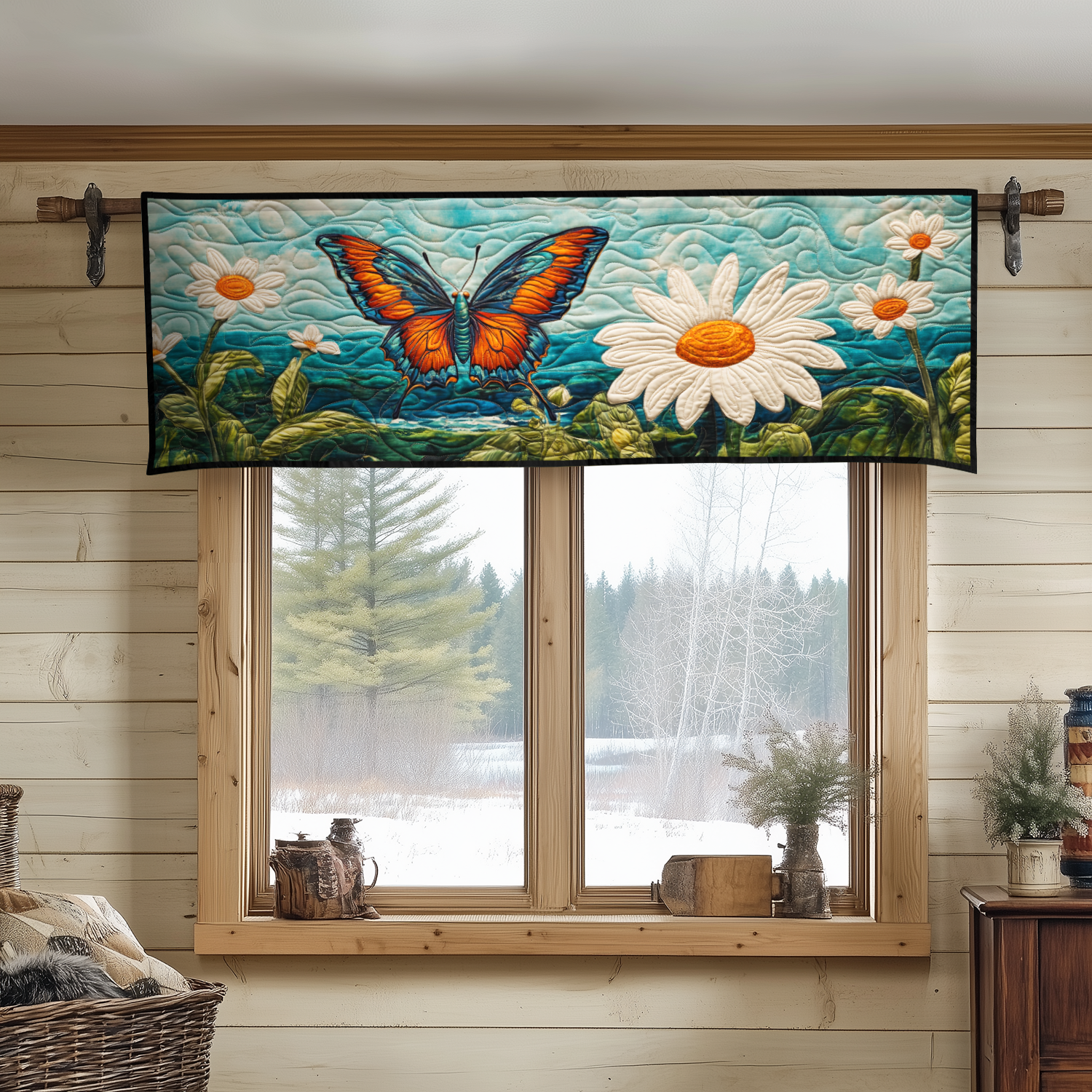 Radiant Flight Quilted Valance Outdoor Entryway Decor Gift For Butterfly Lover