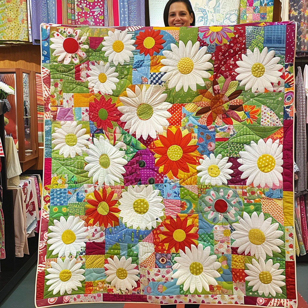 Radiant Flower Quilted Blanket Presents For Flower Lovers