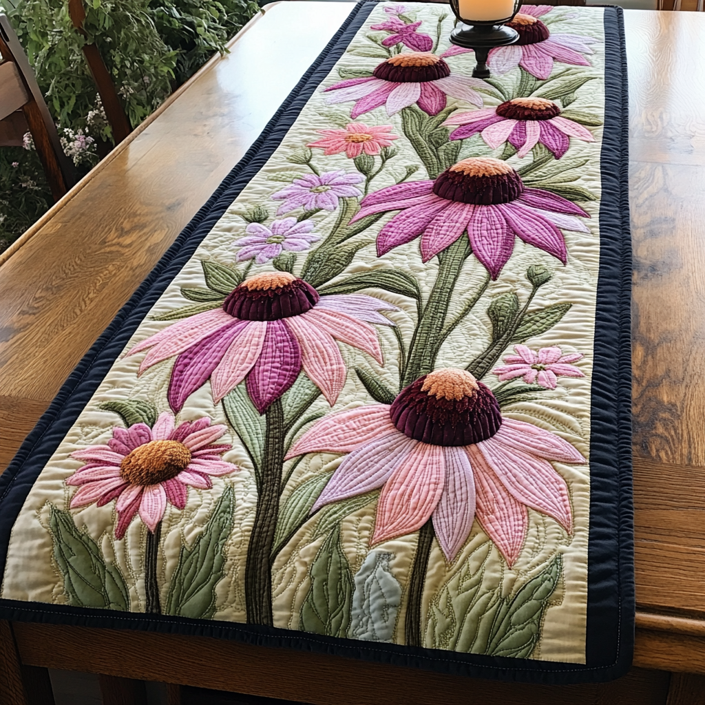 Radiant Flowers Quilted Table Runner Dining Room Table Decor Christmas Gifts For Flower Lovers