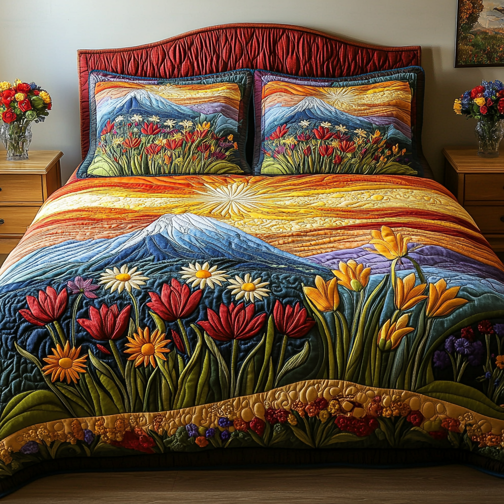 Radiant Garden Quilted Bedding Set Premium Comforter Set for Restful Nights