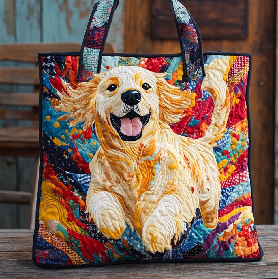 Radiant Golden Energy Quilted Tote Bag Dog Gifts For Dog Lovers