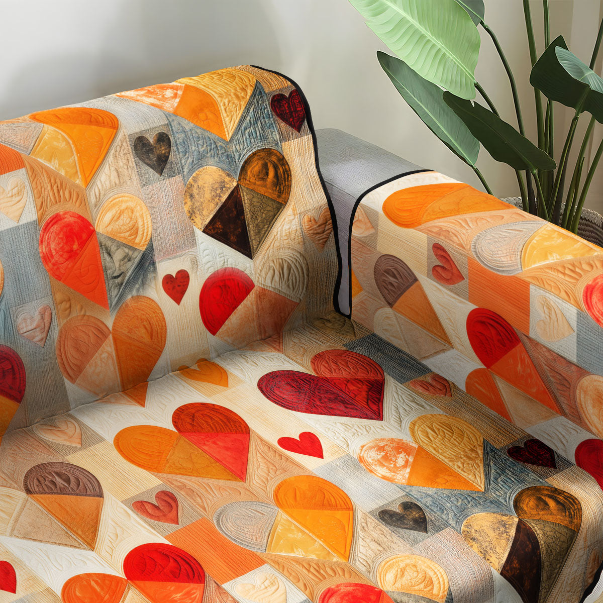 Radiant Hearts Quilted Sofa Cover Living Room Decorations Valentines Ideas For Gifts