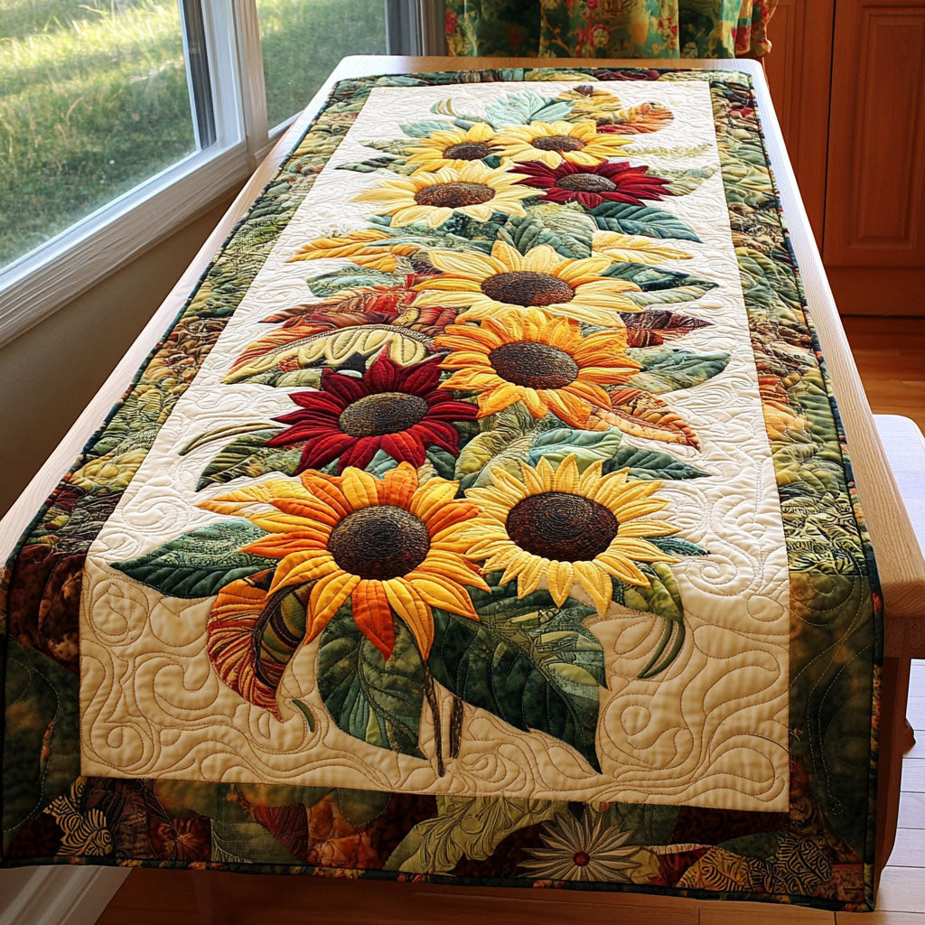 Radiant Horizon Line Quilted Table Runner Floral Table Runner Dad Birthday Gifts
