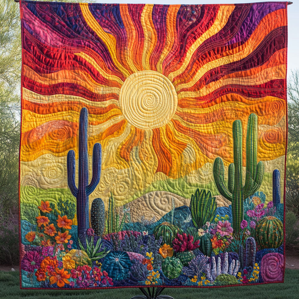 Radiant Horizon Quilted Blanket Christmas Room Decor Cactus For Birthday Gift