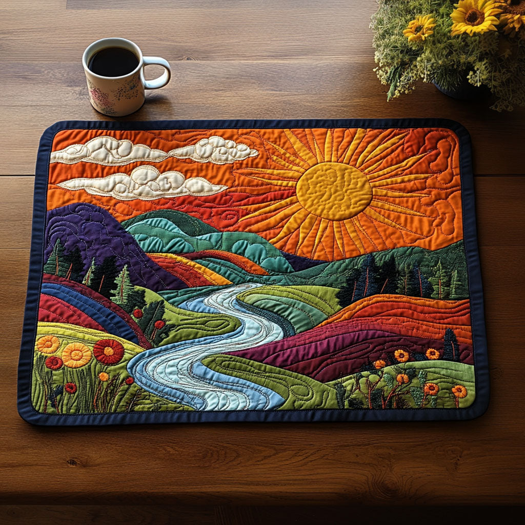 Radiant Horizon Quilted Placemat Dining Room Decor Gift For Mid Autumn Festival