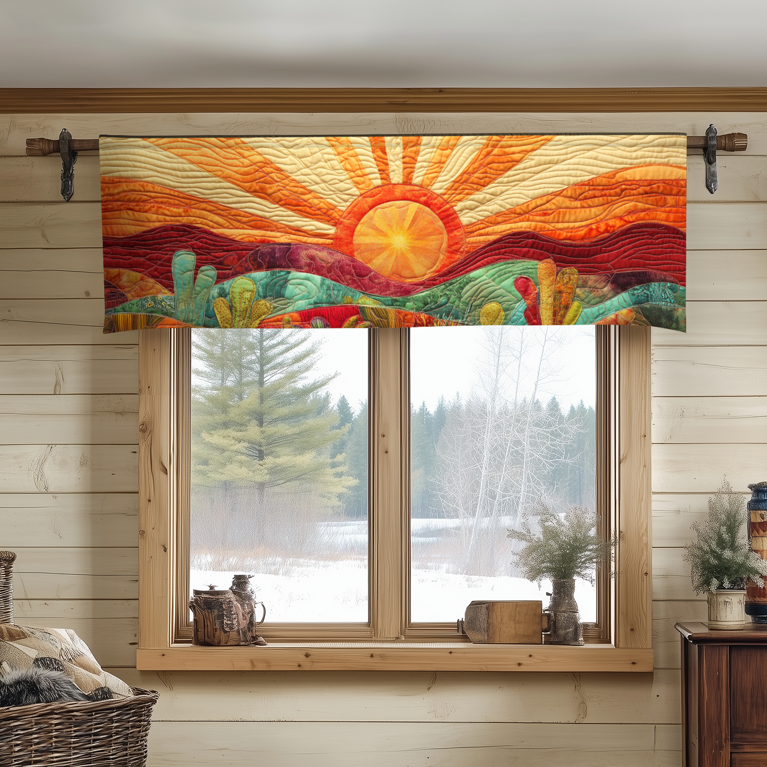 Radiant Horizon Quilted Valance Door Entrance Decor Awesome Gifts For Cactus Lovers