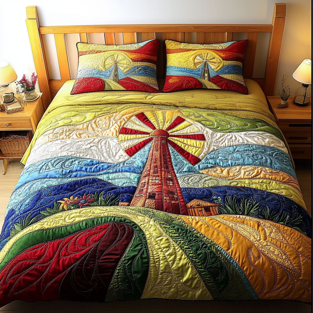 Radiant Landscape Quilted Bedding Set Luxury Bedding Set with Pillow Covers Included