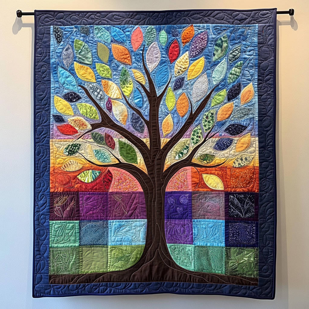Radiant Leaves Quilted Blanket Life Tree Blanket