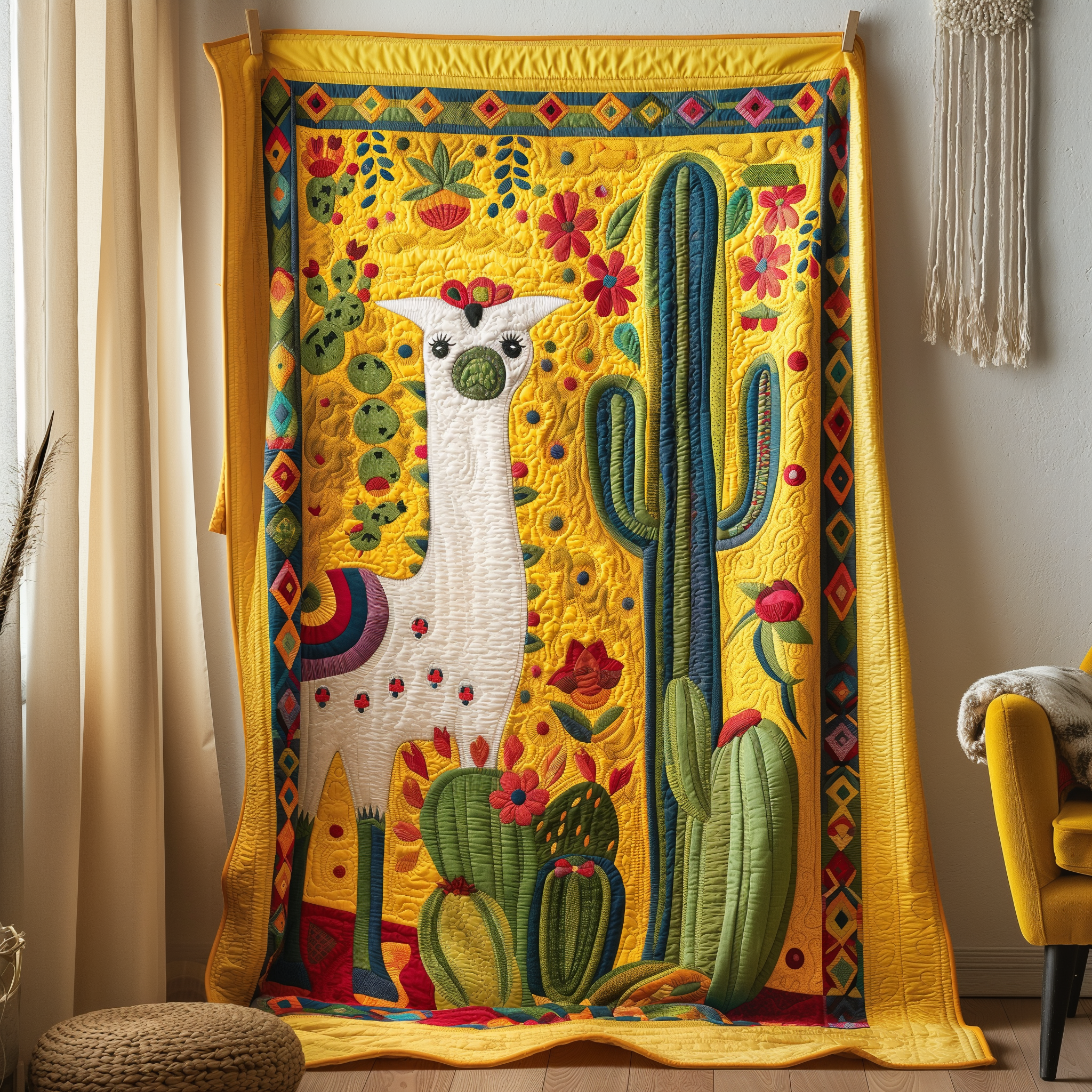 Radiant Llama Desert Quilted Blanket Cute Christmas Blankets