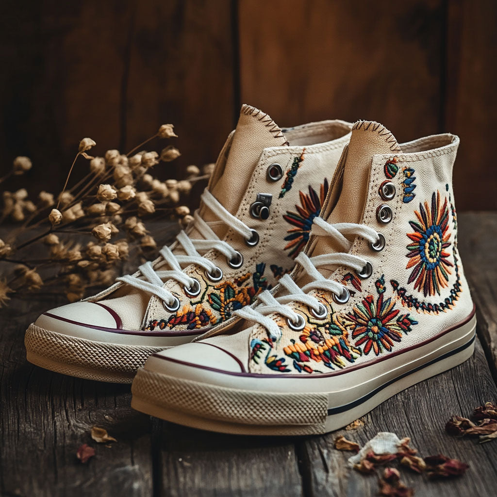 Radiant Mandala Canvas High Tops Comfort Fit Merch