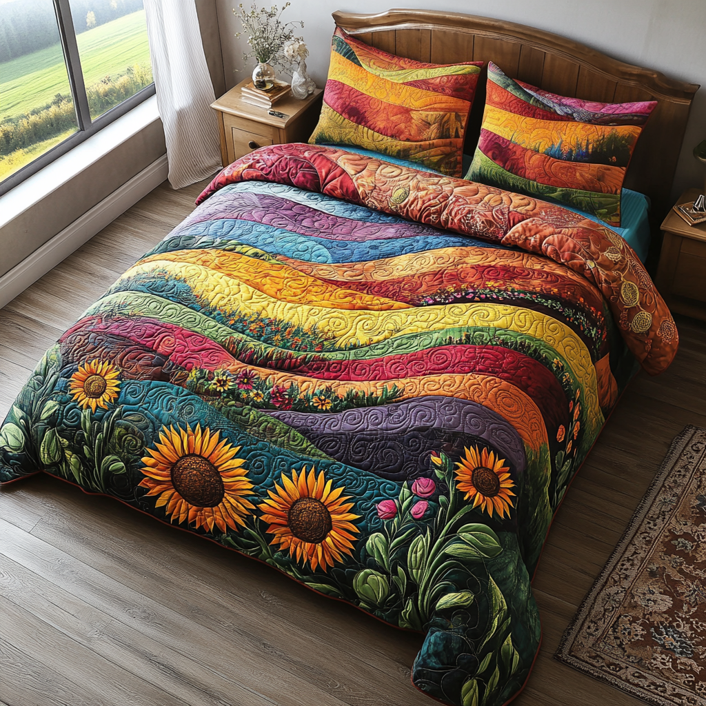 Radiant Meadows Quilted Bedding Set Christmas Room Decor Ideas Sunflower Gifts For Mom
