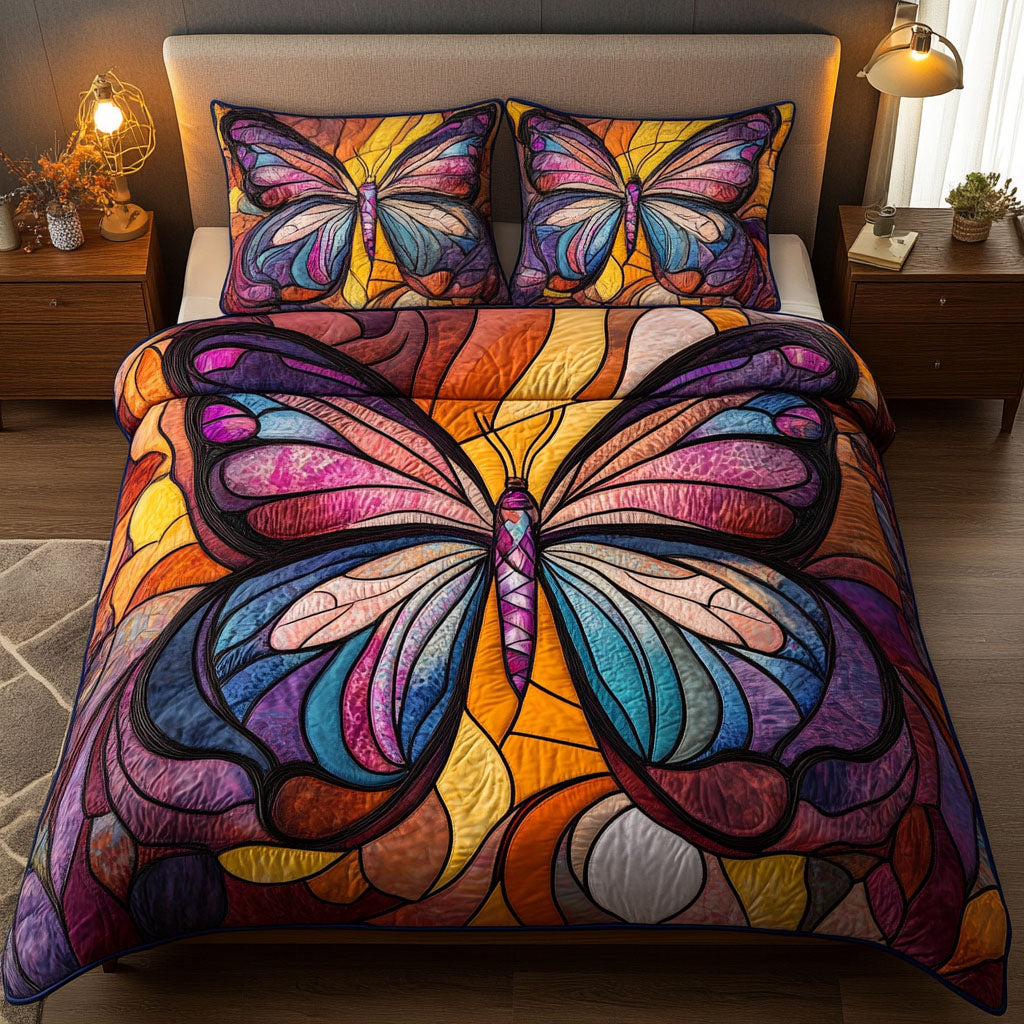 Radiant Monarch Quilted Bedding Set Soft Bed Sheet and Pillowcase Set for Relaxing Nights