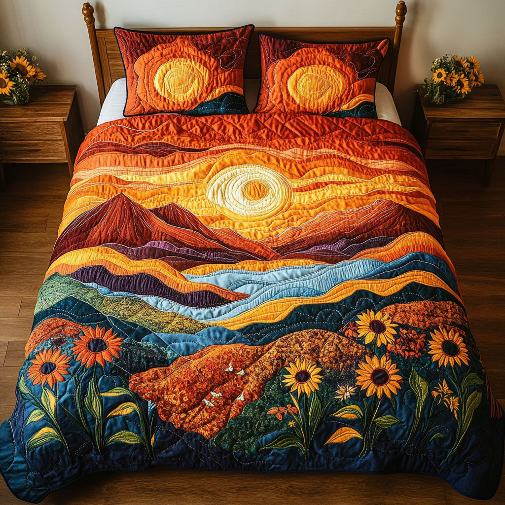 Radiant Mountain Glow Quilted Bedding Set Perfect Bedding Gift Set for Holiday Celebrations