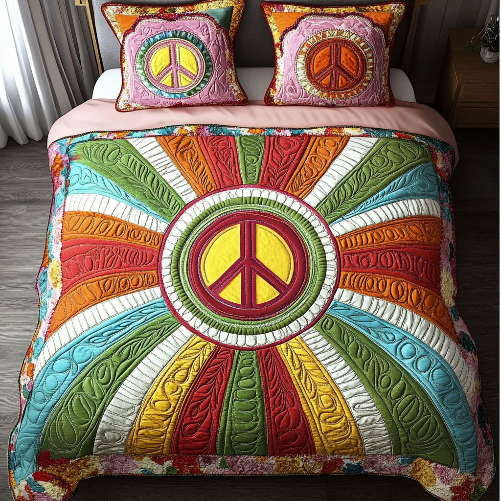 Radiant Peace Quilted Bedding Set Special Home Gift Idea for Comfortable Living