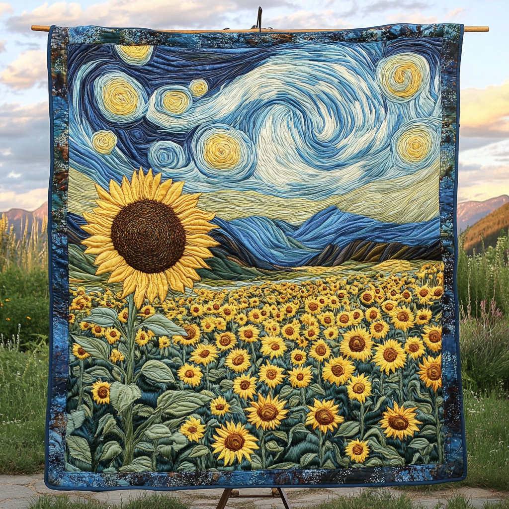 Radiant Petals Quilted Blanket Bedroom Decor Christmas Sunflower Theme Gifts