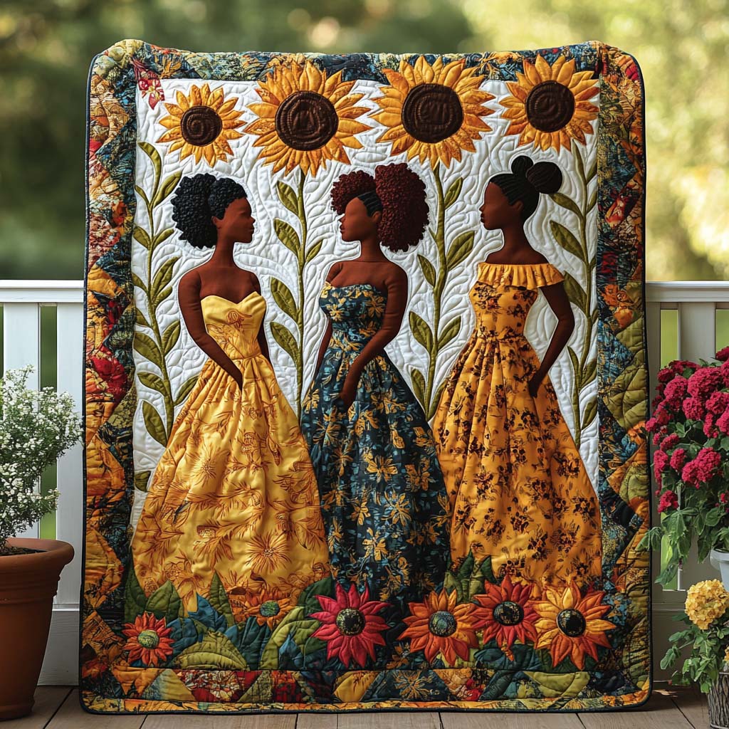Radiant Petals Quilted Blanket Best Throw Blanket Melanin Gifts For Black Women