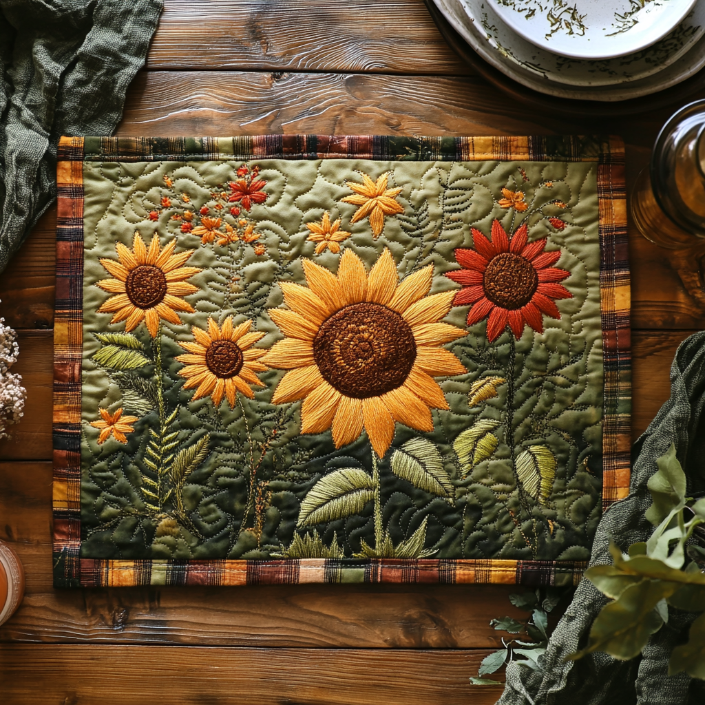 Radiant Petals Quilted Place Mat Home Decor Items Sunflower Birthday Gifts