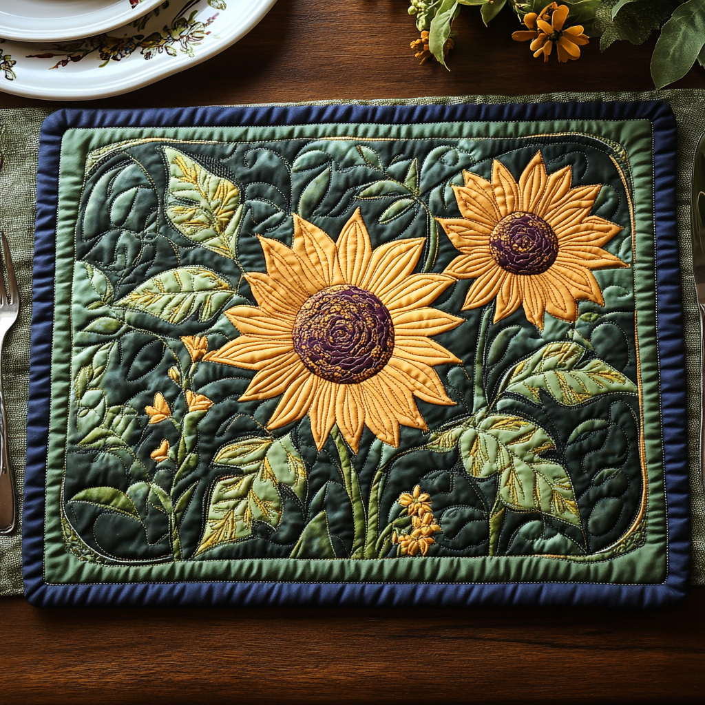 Radiant Petals Quilted Place Mat House Decor Items Sunflower Gifts For Women
