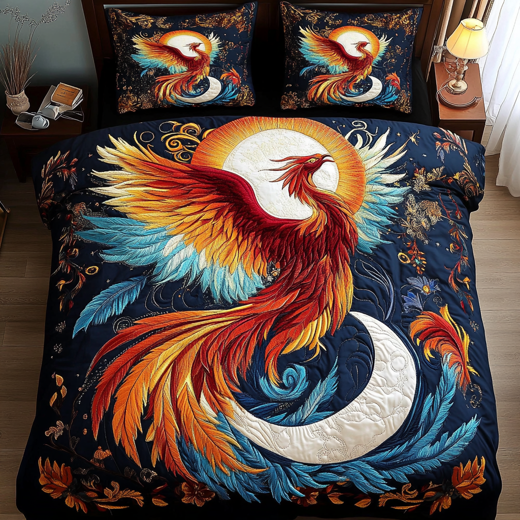 Radiant Phoenix Quilted Bedding Set Best Christmas Duvet Cover Set Fantasy Bedroom Decor