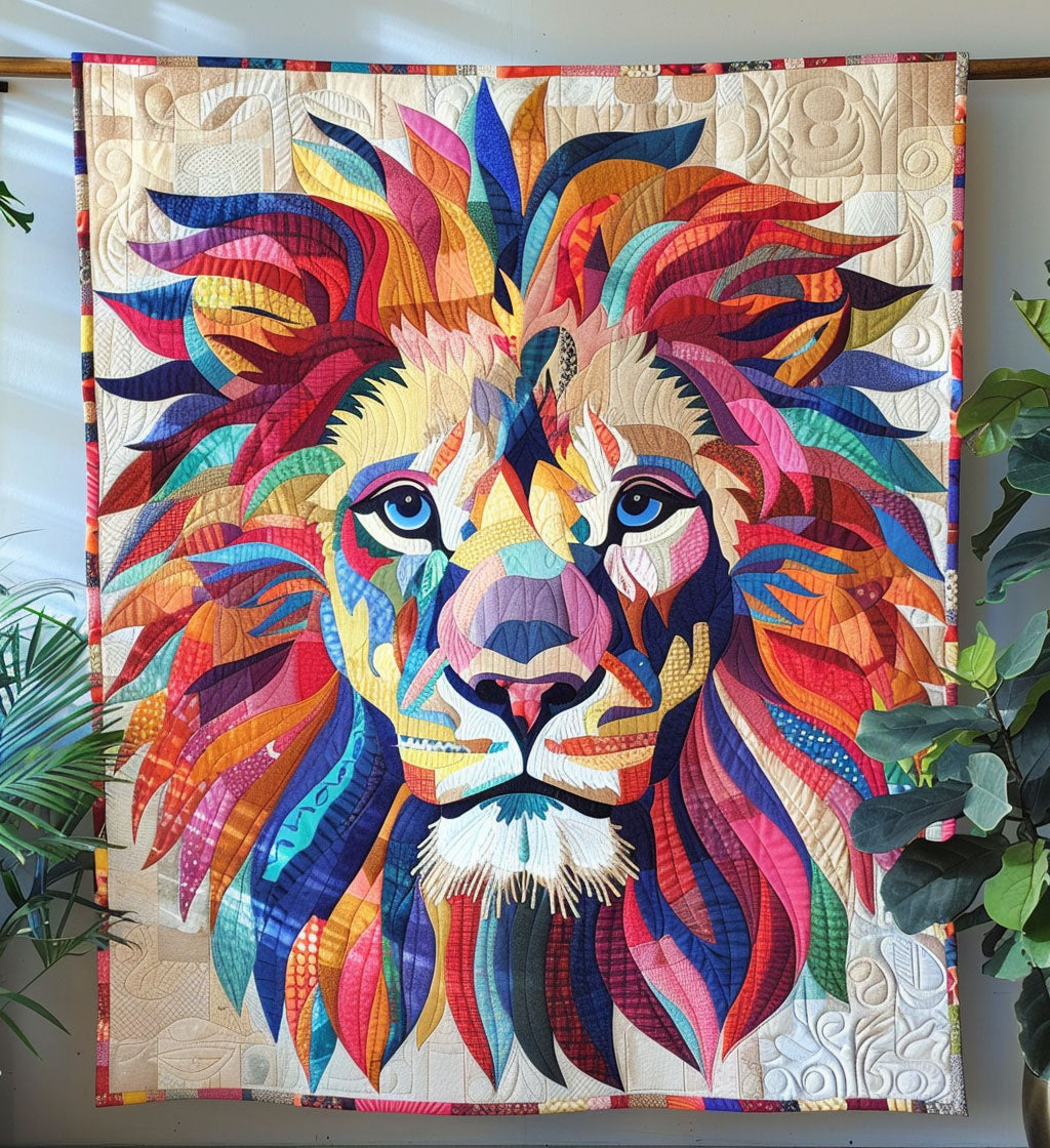 Radiant Protector Quilted Blanket Lion Blanket Gift For Animal Lover