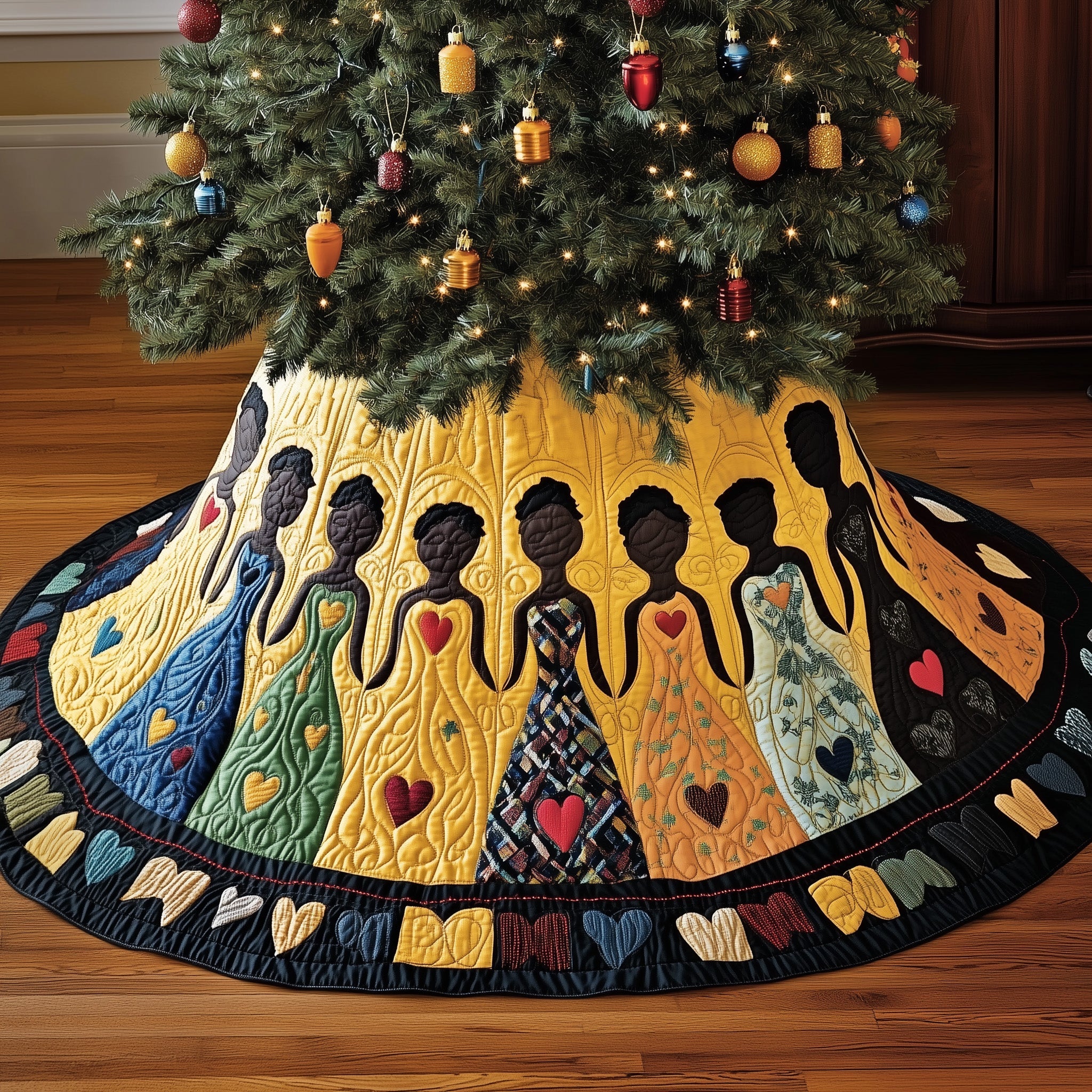 Radiant Queens Quilted Tree Skirt Beautiful Christmas Tree Skirt Merch