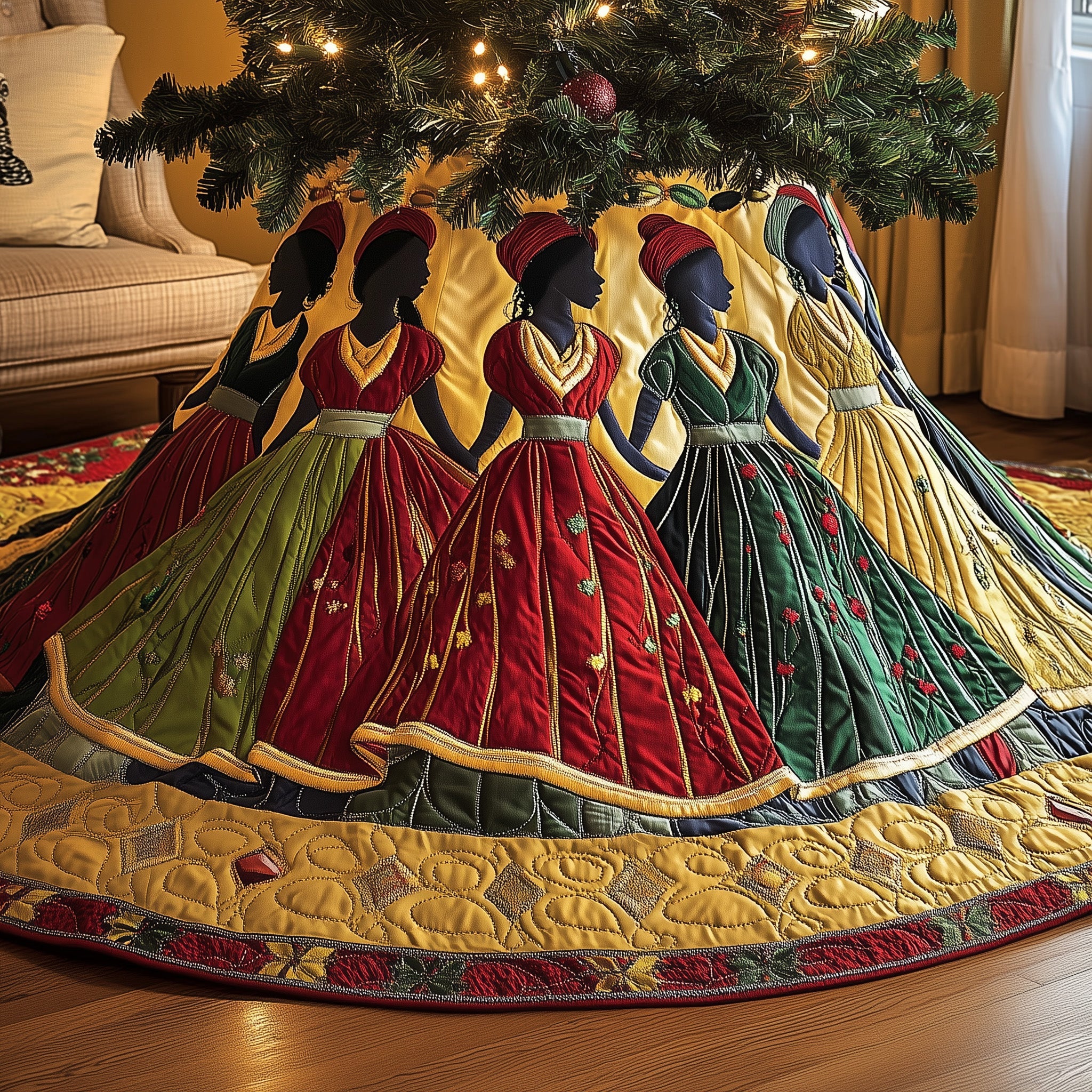 Radiant Queens Quilted Tree Skirt Charming Tree Skirt Gift Idea