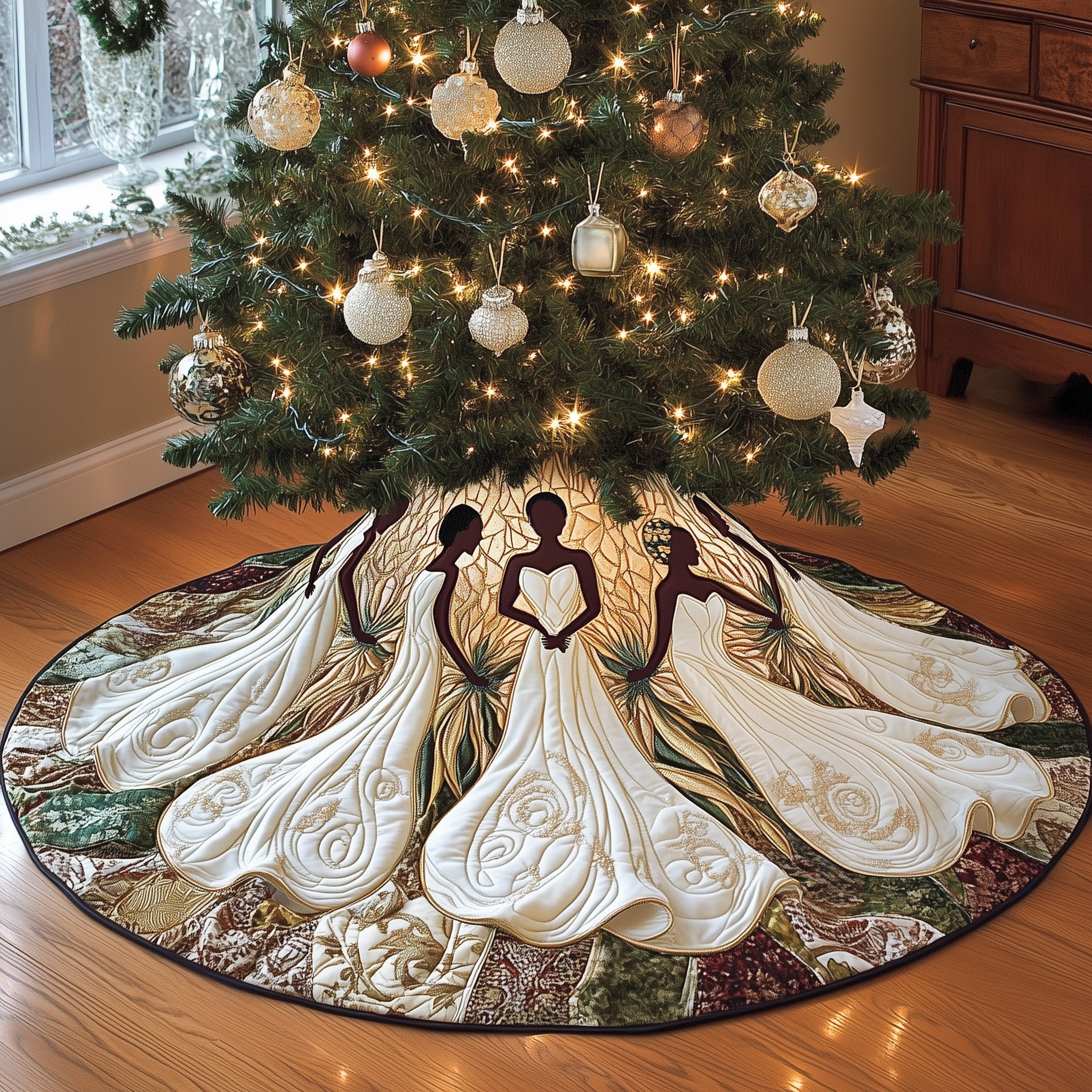 Radiant Queens Quilted Tree Skirt Festive Tree Skirt Gift Choice