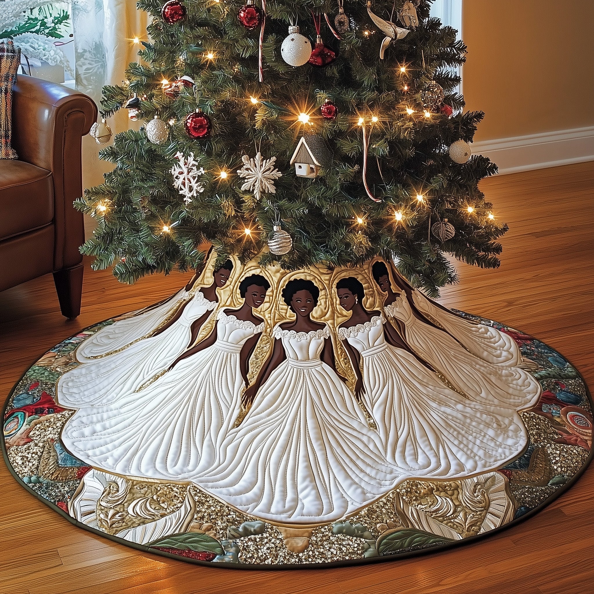 Radiant Queens Quilted Tree Skirt Perfect Tree Skirt Decoration Merch