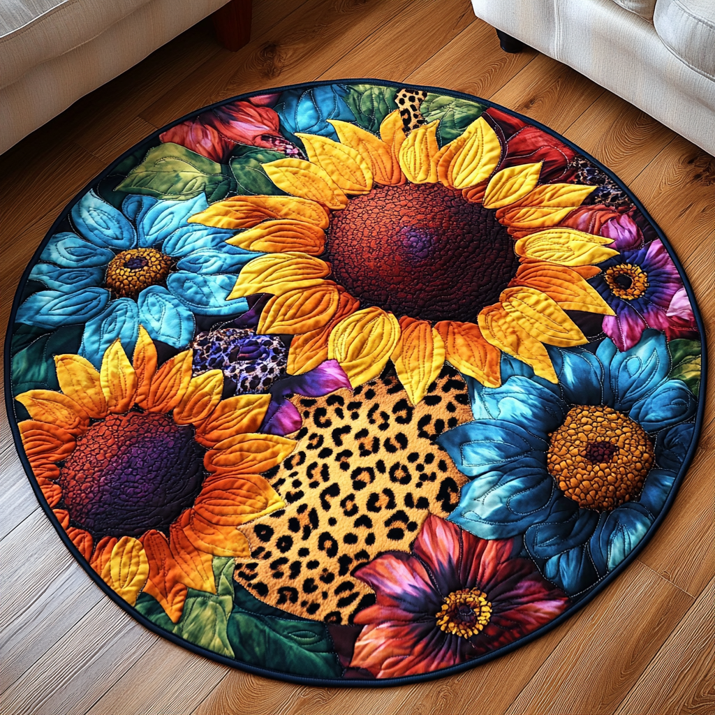 Radiant Quilted Round Mat Foyer Christmas Decor Sunflower Items For Gifts