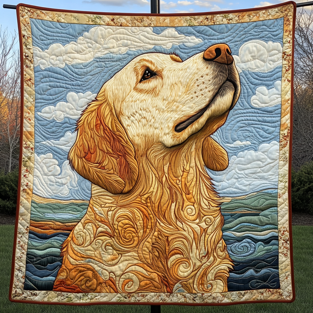 Radiant Retriever Delight Quilted Blanket Labrador Retriever Blanket Dog Gift Ideas For Dog Owners