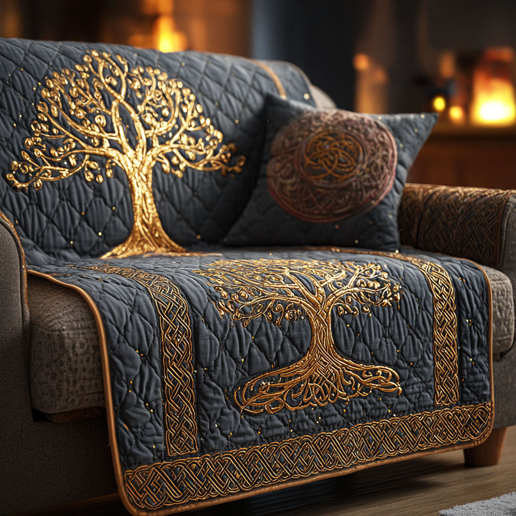 Radiant Roots Quilted Sofa Cover Sofa Cover Set Gifts For Hippy Mom