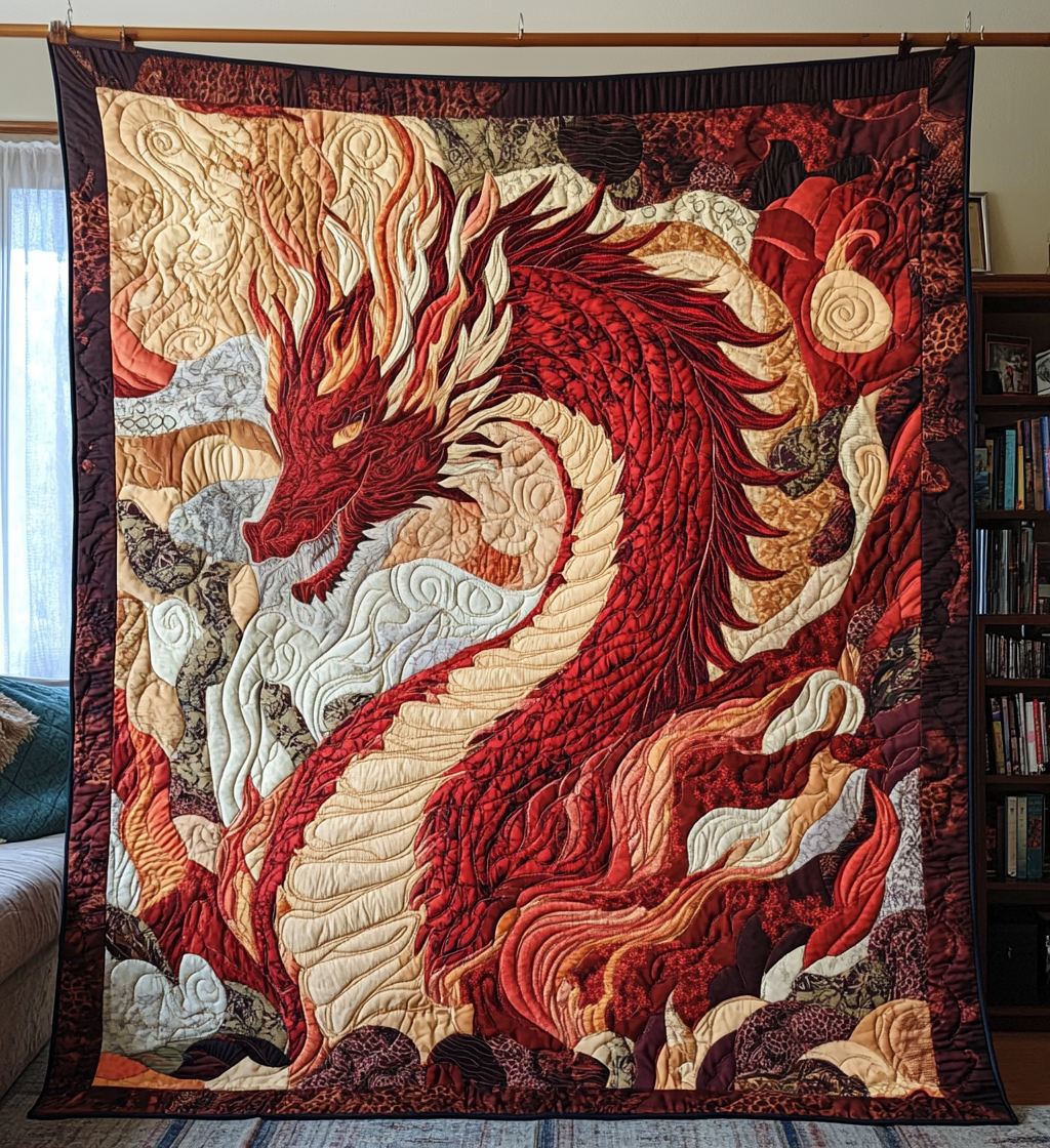 Radiant Serpent Quilted Blanket Unique Dragon Gifts
