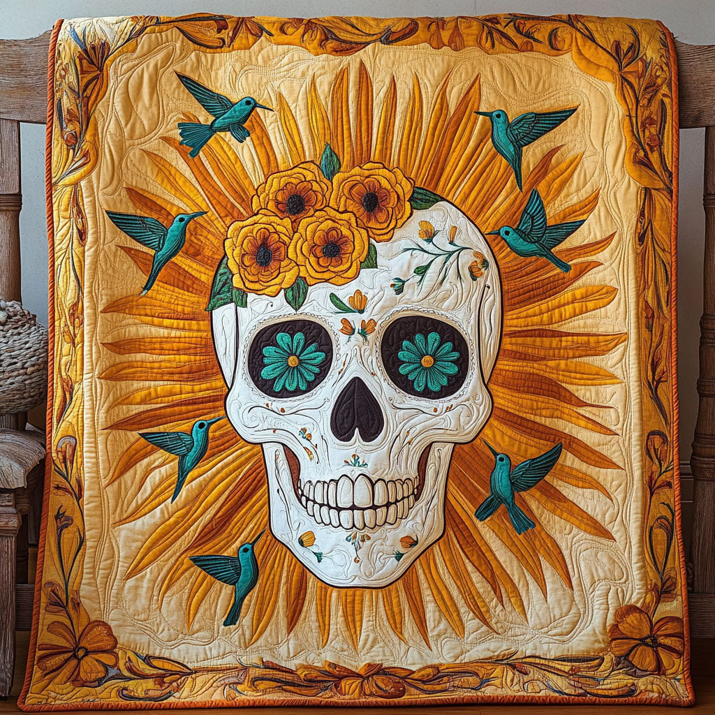 Radiant Skull Quilt Best Decoration Gift For Friends and Family on Halloween Day