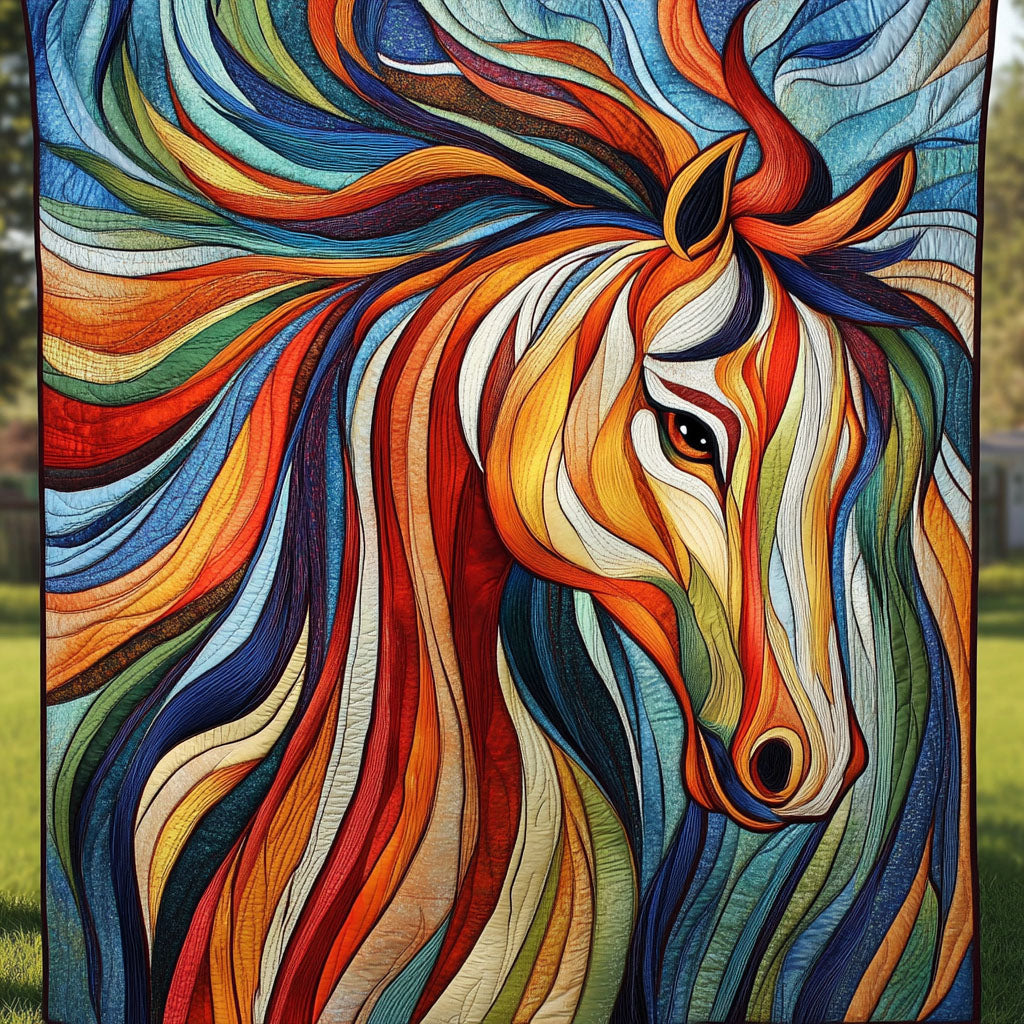 Radiant Stallion Quilted Blanket Holiday Throw Blanket Cute Horse Gifts