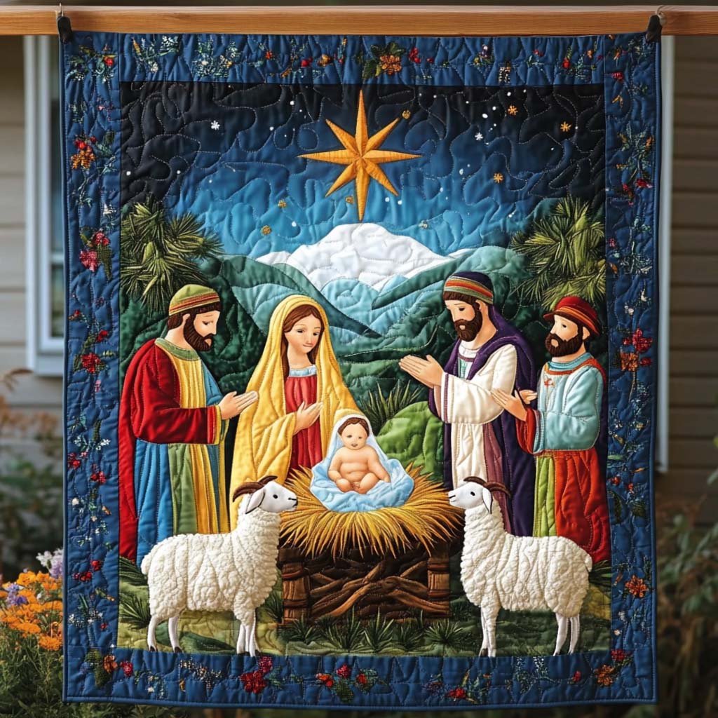Radiant Starlight Vigil Quilted Blanket Religious Christmas Gifts