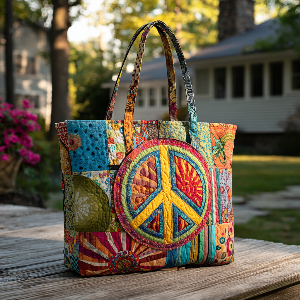 Radiant Stillness Quilted Tote Bag Gifts For Hippie Chicks