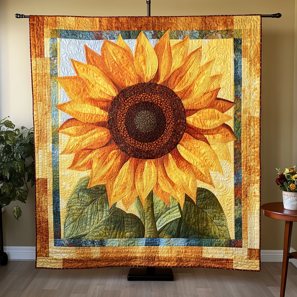 Radiant Sun Quilted Blanket Sunflower Gifts For Her