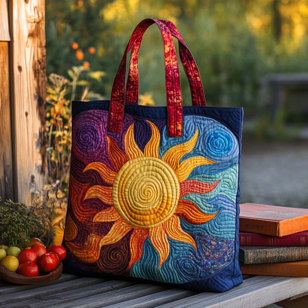 Radiant Sun Quilted Tote Bag Gifts For Hippie Women