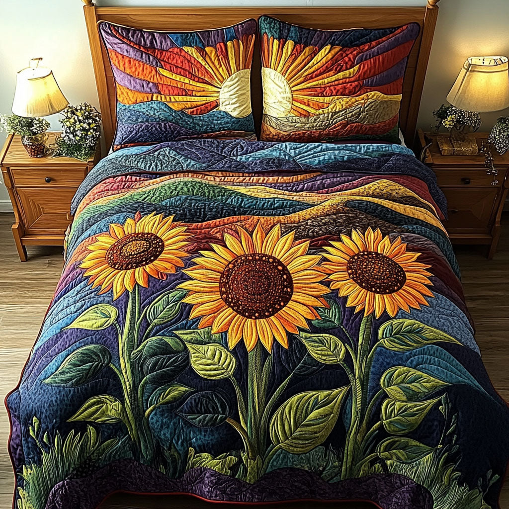 Radiant Sunflower Fields Quilted Bedding Set Bedroom Decor Ideas Sunflower Christmas Gift Ideas