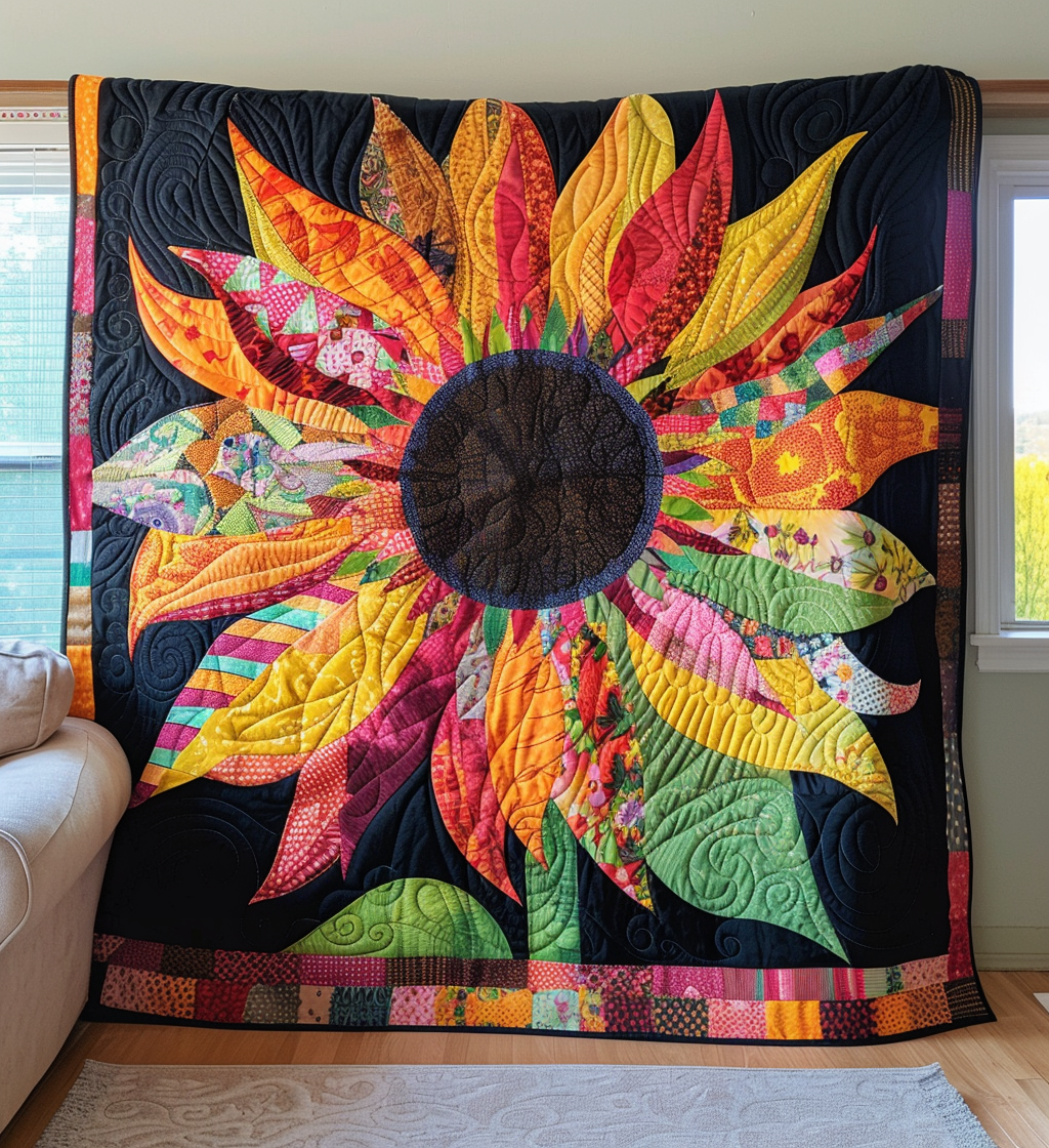 Radiant Sunflower Quilted Blanket Sunflower Throw Blanket
