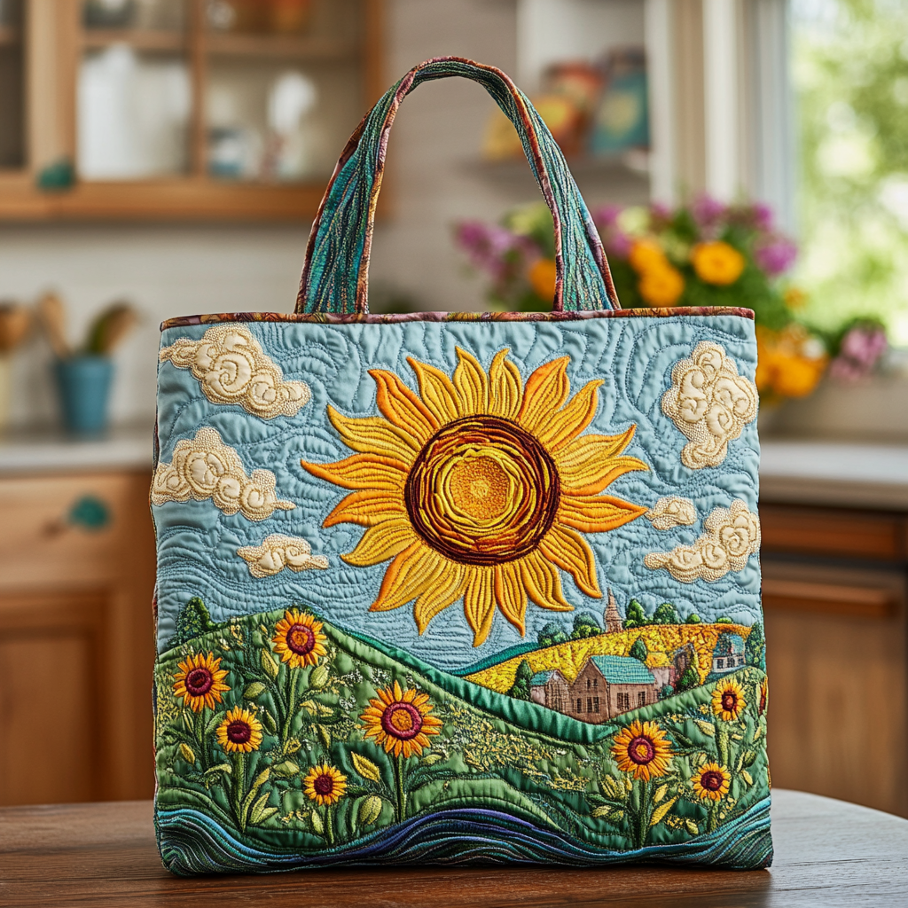 Radiant Sunflower Quilted Tote Bag Best Gifts For Flower Lovers