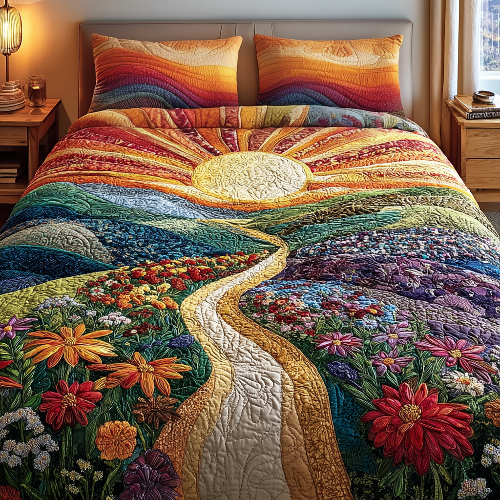 Radiant Sunrise Quilted Bedding Set Best Comforter Sets Unique Daisy Gifts
