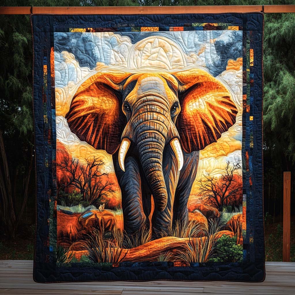 Radiant Sunset Giant Quilted Blanket Unique Elephant Gifts